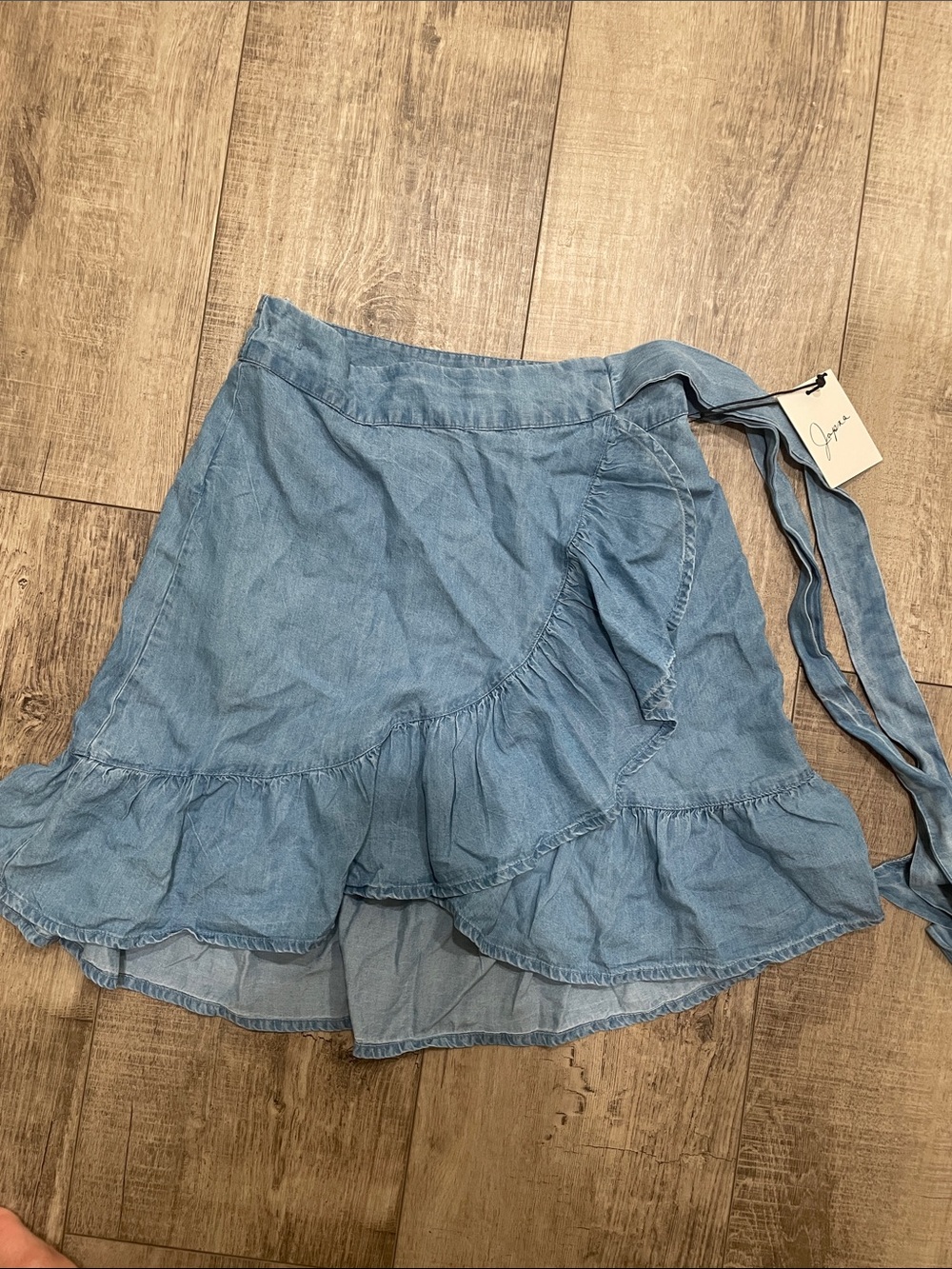 Light Blue Ruffled Wrap Skirt